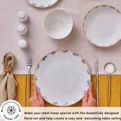 Clearance Forever Bone China New Brillo 53-Piece Dinner set for 12 People, Multi See All Dinner Sets|Bone China Dinner Sets