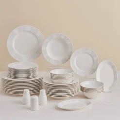 New Forever Bone China New Olio 53-Piece Dinner Set for 12 People, White See All Dinner Sets|Bone China Dinner Sets