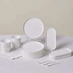 Sale Forever Bone China Bomo 22-Piece Serveware Set for 6 People, White See All Serveware Sets|Forever Bone China Serveware Sets