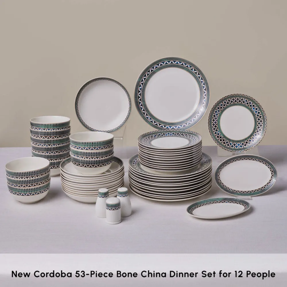 Online Forever Bone China New Cordoba 53-Piece Dinner Set for 12 People, Multi See All Dinner Sets|Bone China Dinner Sets