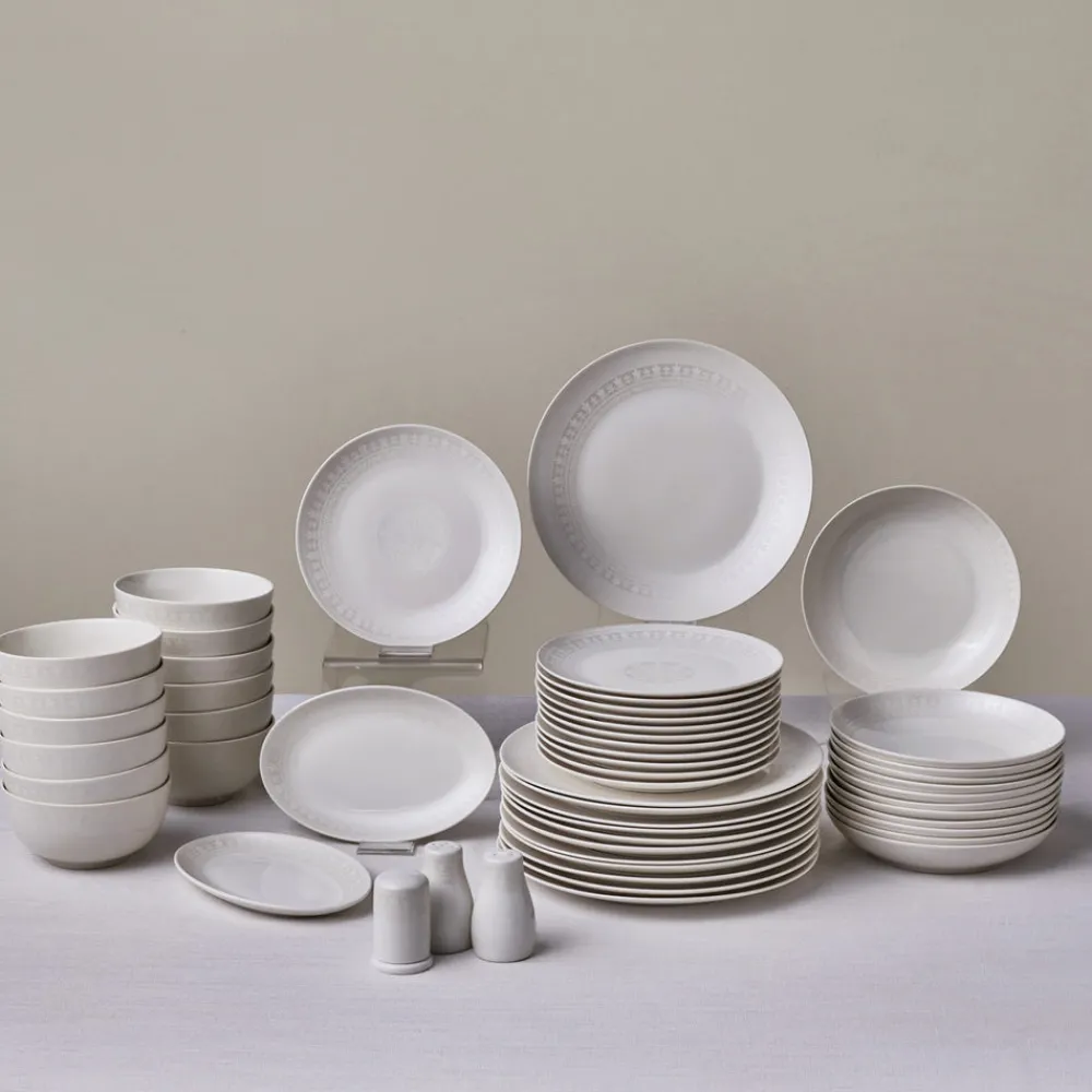 Online Forever Bone China Arte 53-Piece Dinner Set for 12 People, White See All Dinner Sets|Bone China Dinner Sets