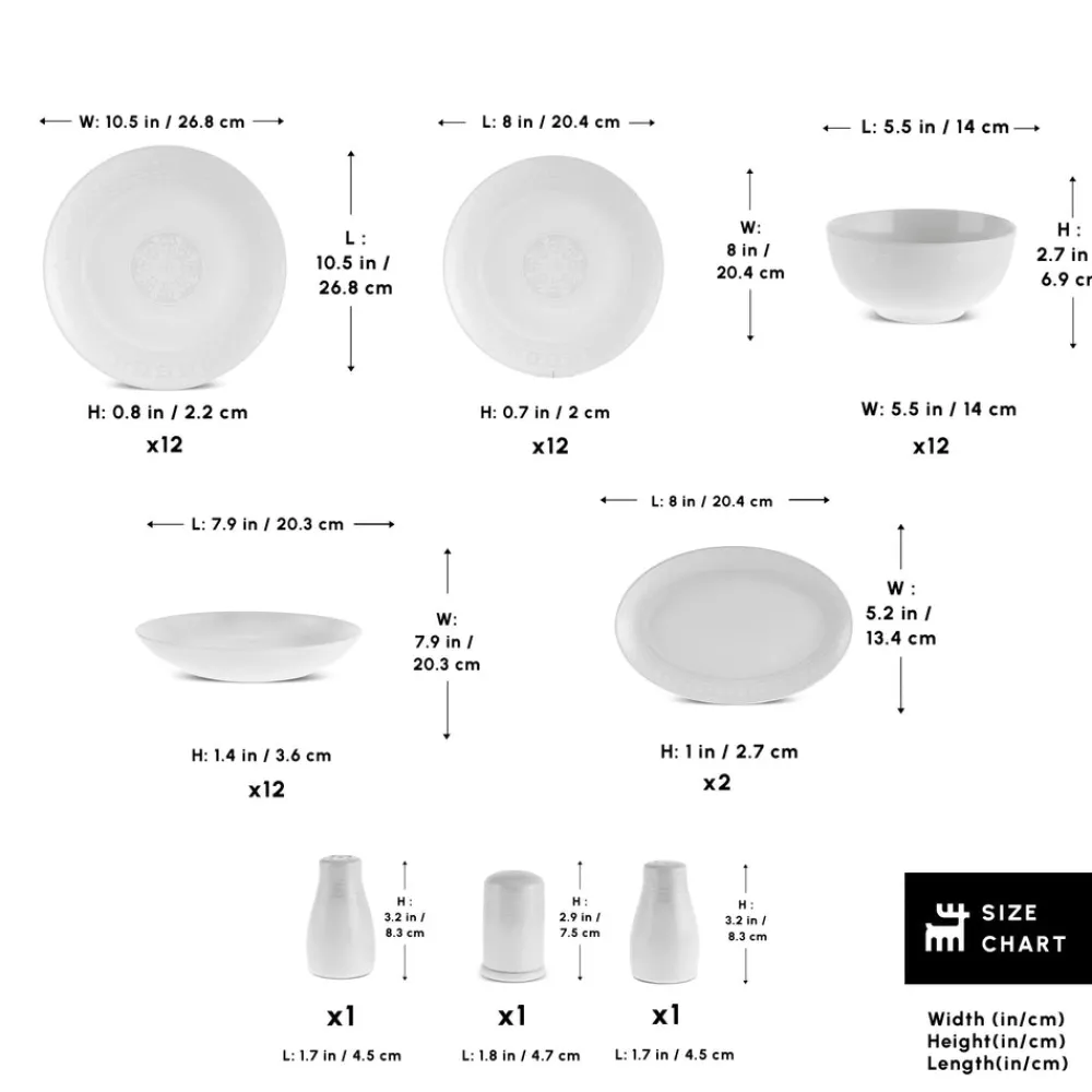 Online Forever Bone China Arte 53-Piece Dinner Set for 12 People, White See All Dinner Sets|Bone China Dinner Sets