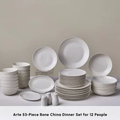 Online Forever Bone China Arte 53-Piece Dinner Set for 12 People, White See All Dinner Sets|Bone China Dinner Sets