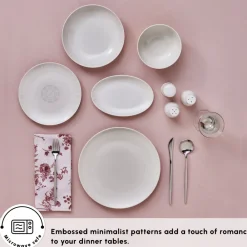 Online Forever Bone China Arte 53-Piece Dinner Set for 12 People, White See All Dinner Sets|Bone China Dinner Sets