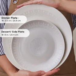 Online Forever Bone China Arte 53-Piece Dinner Set for 12 People, White See All Dinner Sets|Bone China Dinner Sets
