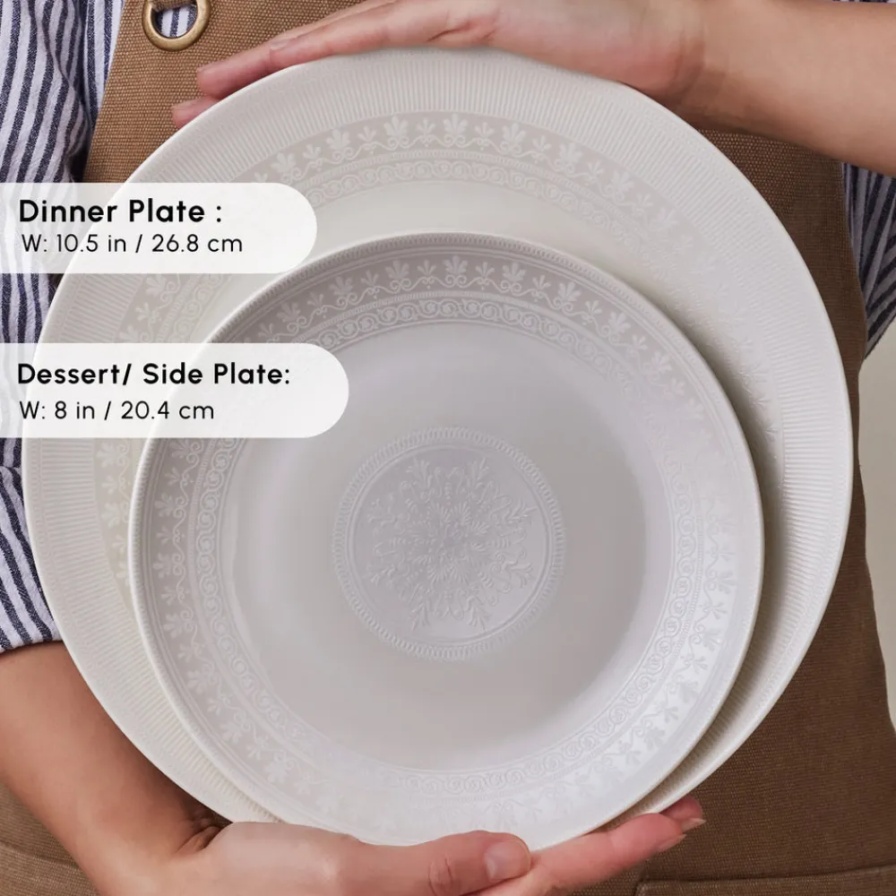Online Forever Bone China Arte 53-Piece Dinner Set for 12 People, White See All Dinner Sets|Bone China Dinner Sets
