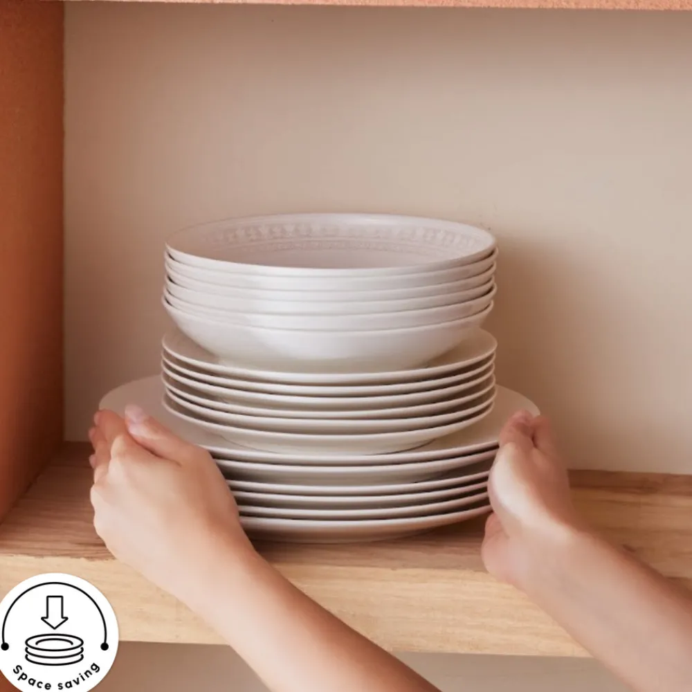 Online Forever Bone China Arte 53-Piece Dinner Set for 12 People, White See All Dinner Sets|Bone China Dinner Sets