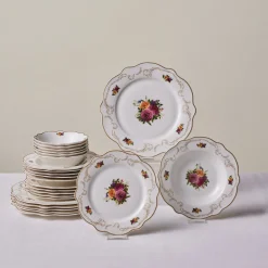 Best Forever Bone China Antique 24-Piece Dinner Set for 6 People, Multi See All Dinner Sets|Bone China Dinner Sets