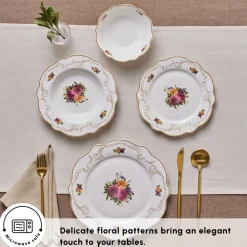 Best Forever Bone China Antique 24-Piece Dinner Set for 6 People, Multi See All Dinner Sets|Bone China Dinner Sets
