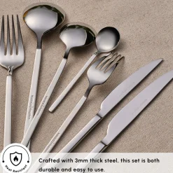 Clearance Gale 84-Piece Stainless Steel Cutlery Set for 12 People, Platin Cutlery Sets
