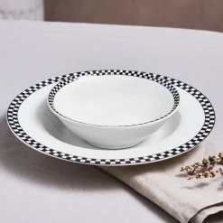 Discount Game New Generation Bone CerealSoup Bowl, 14cm, Black White Bowls