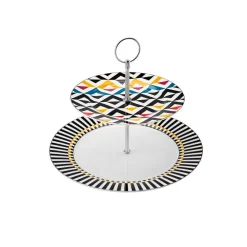 Online Game Porcelain 2-Tier Cake Stand, 27cm, Multi Serving Platters
