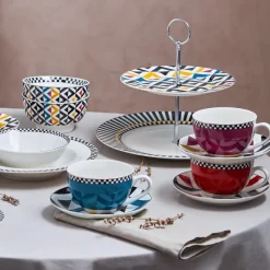 Online Game Porcelain 2-Tier Cake Stand, 27cm, Multi Serving Platters