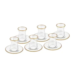 Sale Gent 12-Piece Turkish Tea Set for 6 People, 132ml, Turkish Tea Sets