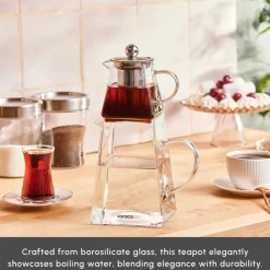 Discount Giza Borosilicate Glass Teapot Set, Transparent Turkish Coffee Pots|Turkish Teapots