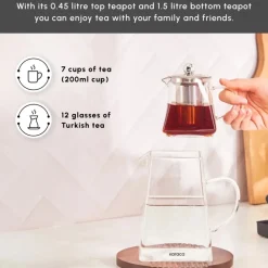 Discount Giza Borosilicate Glass Teapot Set, Transparent Turkish Coffee Pots|Turkish Teapots