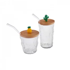 Sale Glacier 2 Piece Glass Set with Straws, Transparent Multi Mixed Glass Sets