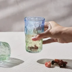 Glacier Glass Highball Glass, 383ml, Transparent Blue Green Highball Glasses