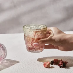 Online Glacier Glass Tumbler Glass, 287ml, Transparent Red Green Tumbler Glasses