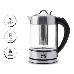 Hot Glass Herbal Tea Maker and Kettle, 1.7L, Inox Kettles