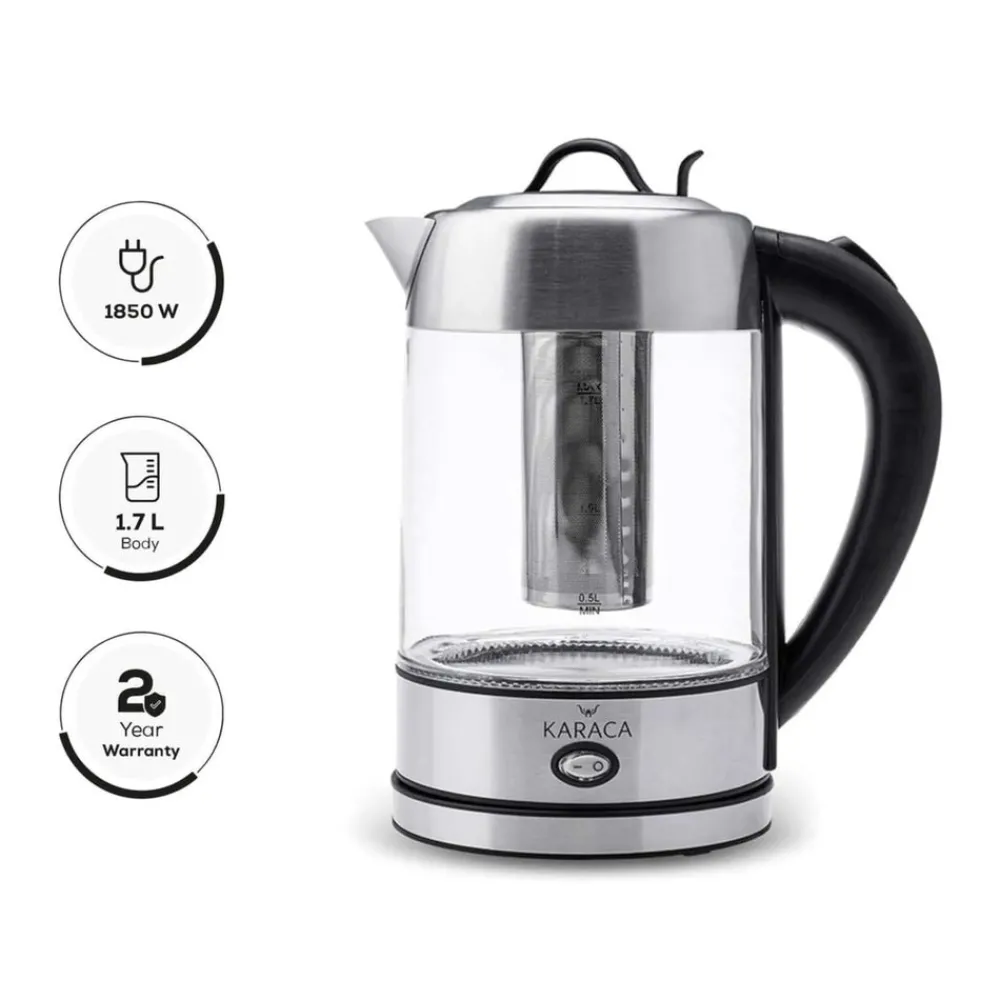 Hot Glass Herbal Tea Maker and Kettle, 1.7L, Inox Kettles