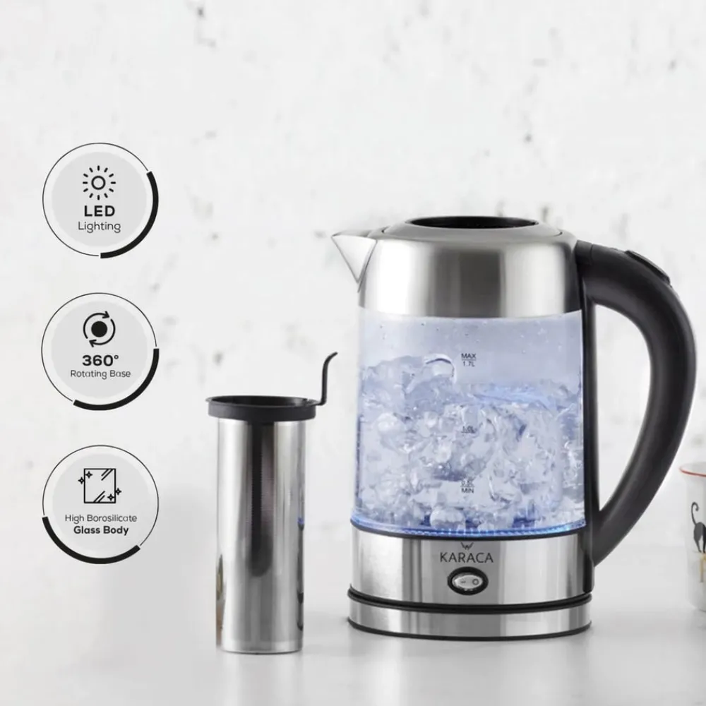 Hot Glass Herbal Tea Maker and Kettle, 1.7L, Inox Kettles