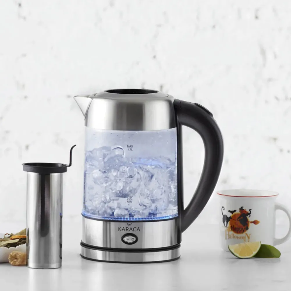 Hot Glass Herbal Tea Maker and Kettle, 1.7L, Inox Kettles