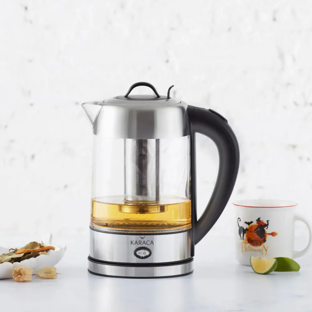 Hot Glass Herbal Tea Maker and Kettle, 1.7L, Inox Kettles
