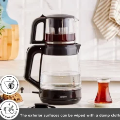 Outlet Glass Tea XL 2 in 1 Tea Maker Kettle, 1900W, Shiny Black Tea Machines