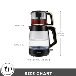 New Glass Tea XL 2 in 1 Tea Maker Kettle, 1900W, Tea Machines