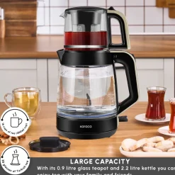 New Glass Tea XL 2 in 1 Tea Maker Kettle, 1900W, Tea Machines