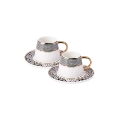 Best Globe 4 Piece Porcelain Espresso Turkish Coffee Cup Set for 2 People, 80ml, Multi Espresso & Turkish Coffee Cup Sets