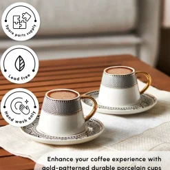 Clearance Globe 12-Piece Porcelain Espresso Turkish Coffee Cup Set for 6 People, 80ml, Multi Espresso & Turkish Coffee Cup Sets