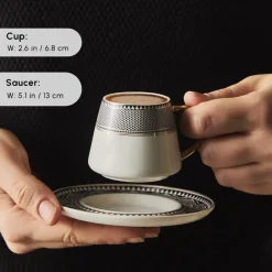 Clearance Globe 12-Piece Porcelain Espresso Turkish Coffee Cup Set for 6 People, 80ml, Multi Espresso & Turkish Coffee Cup Sets