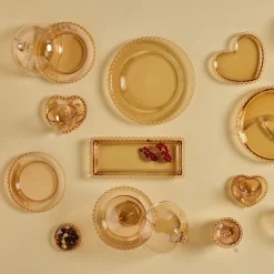 Outlet Glory Glass Heart Side Plate, 18cm, Side Plates