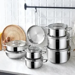 Clearance Grace Stainless Steel Induction Stockpot with Lid, 16cm, Silver Pots|Induction Cookware