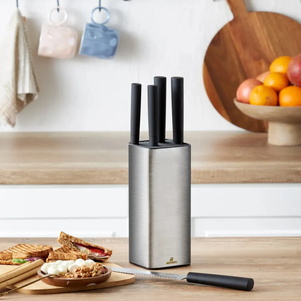 Sale Grammy Knife Block Set, 5 Piece, Inox Black Knife Sets