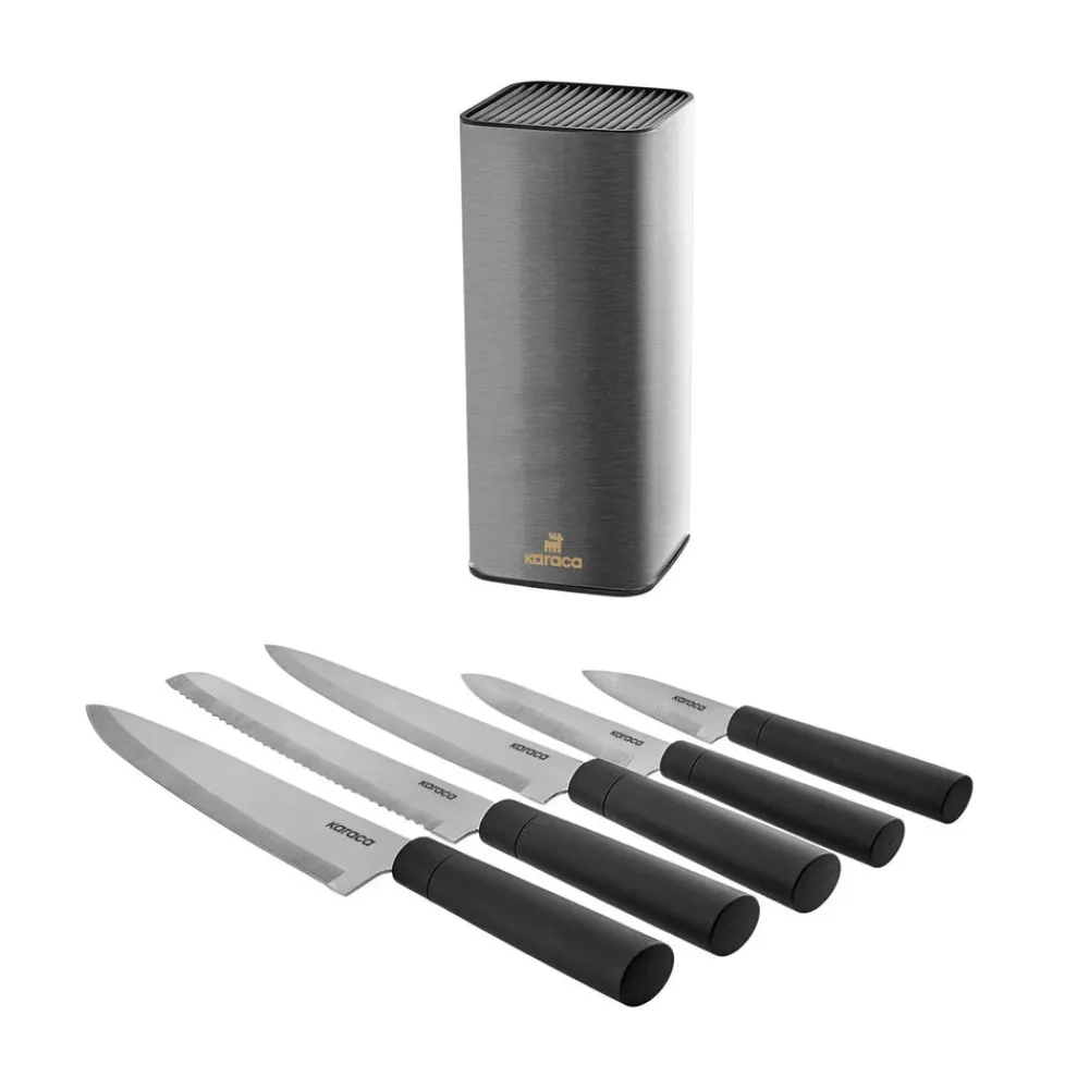 Sale Grammy Knife Block Set, 5 Piece, Inox Black Knife Sets