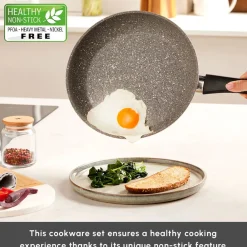 Discount Gris Biogranite 7-Piece Non-Stick Induction Cookware Set, Grey Induction Cookware|Biogranite Cookware Sets