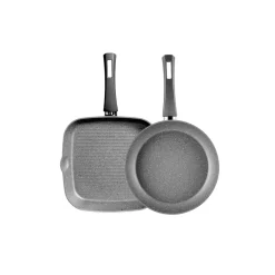 Outlet Gris Biogranite 2-Piece Induction Cookware Set, Grey Biogranite Cookware Sets