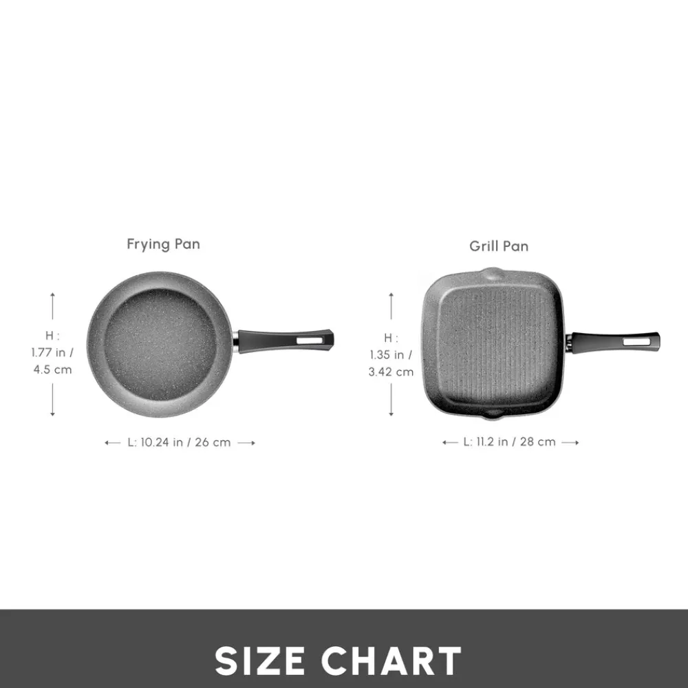 Outlet Gris Biogranite 2-Piece Induction Cookware Set, Grey Biogranite Cookware Sets