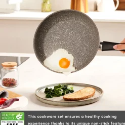 Outlet Gris Biogranite 2-Piece Induction Cookware Set, Grey Biogranite Cookware Sets