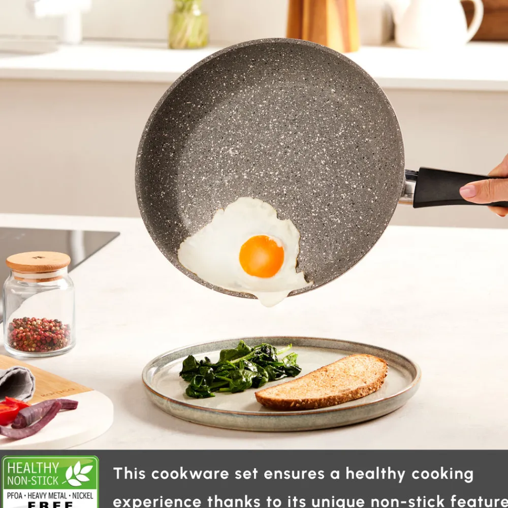 Outlet Gris Biogranite 2-Piece Induction Cookware Set, Grey Biogranite Cookware Sets