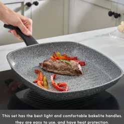 Outlet Gris Biogranite 2-Piece Induction Cookware Set, Grey Biogranite Cookware Sets