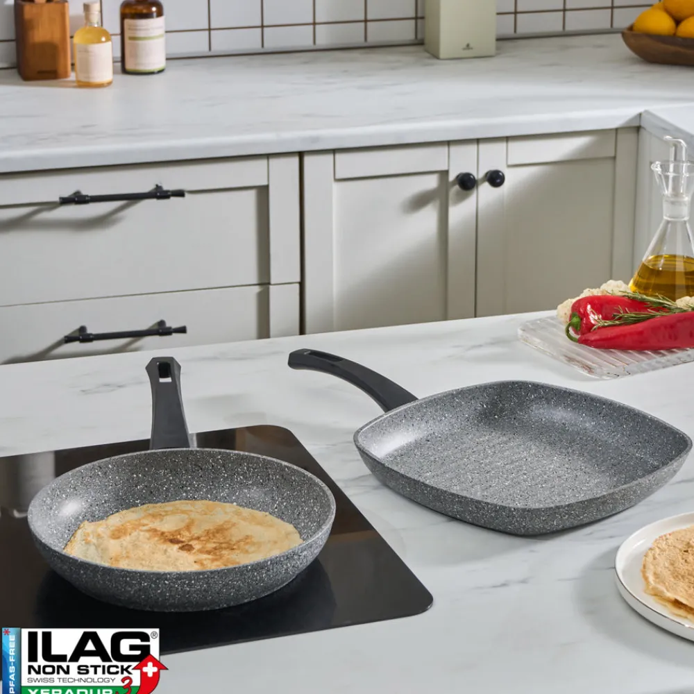 Outlet Gris Biogranite 2-Piece Induction Cookware Set, Grey Biogranite Cookware Sets