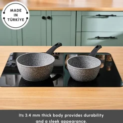 Online Gris Biogranite 2-Piece Induction Sauce Pan Set, Grey Biogranite Cookware Sets|Pans