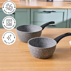 Online Gris Biogranite 2-Piece Induction Sauce Pan Set, Grey Biogranite Cookware Sets|Pans