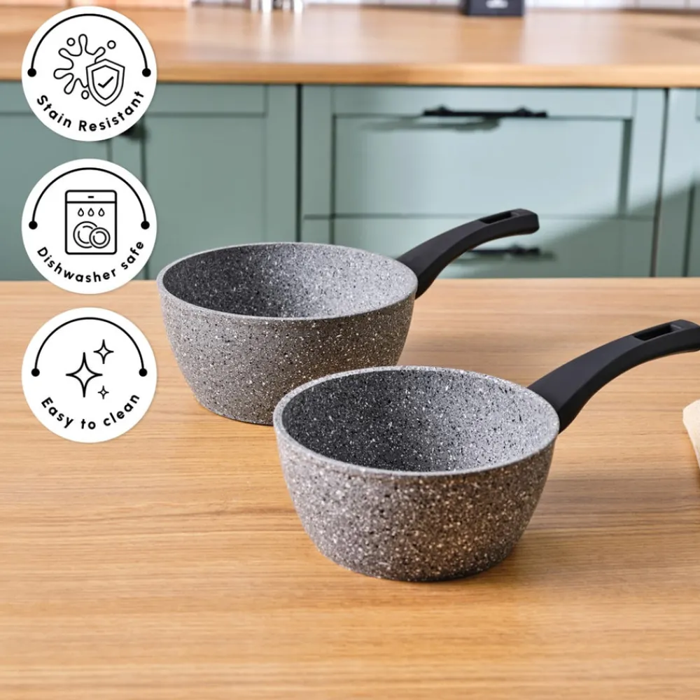 Online Gris Biogranite 2-Piece Induction Sauce Pan Set, Grey Biogranite Cookware Sets|Pans