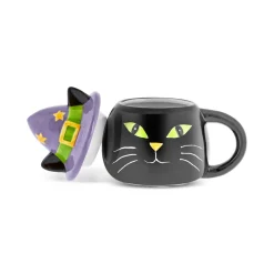 Clearance Halloween Catty Ceramic Mug, 370ml, Black White Mugs