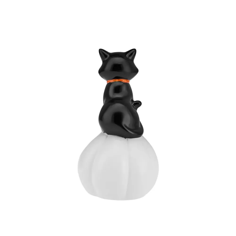 Discount Halloween Ceramic Led Light Trinket, 20cm, White Black Ornaments